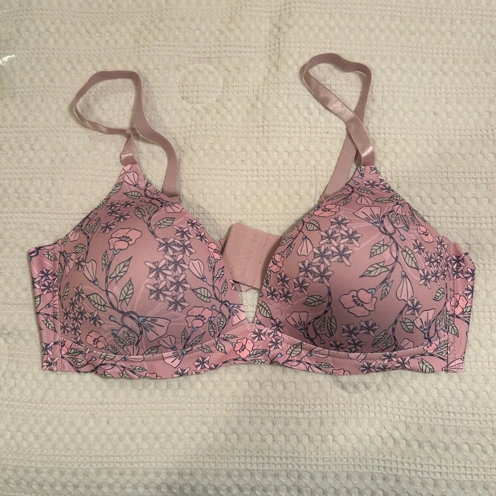YMI Intimates‎ 42D Floral Wireless Comfort Bra 2 Lot Women's Feminine Girly Set